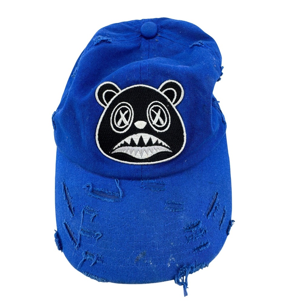Paws Bear Patch‎ Baseball Cap Mens OSFM Blue Distressed Streetwear Dad Hat